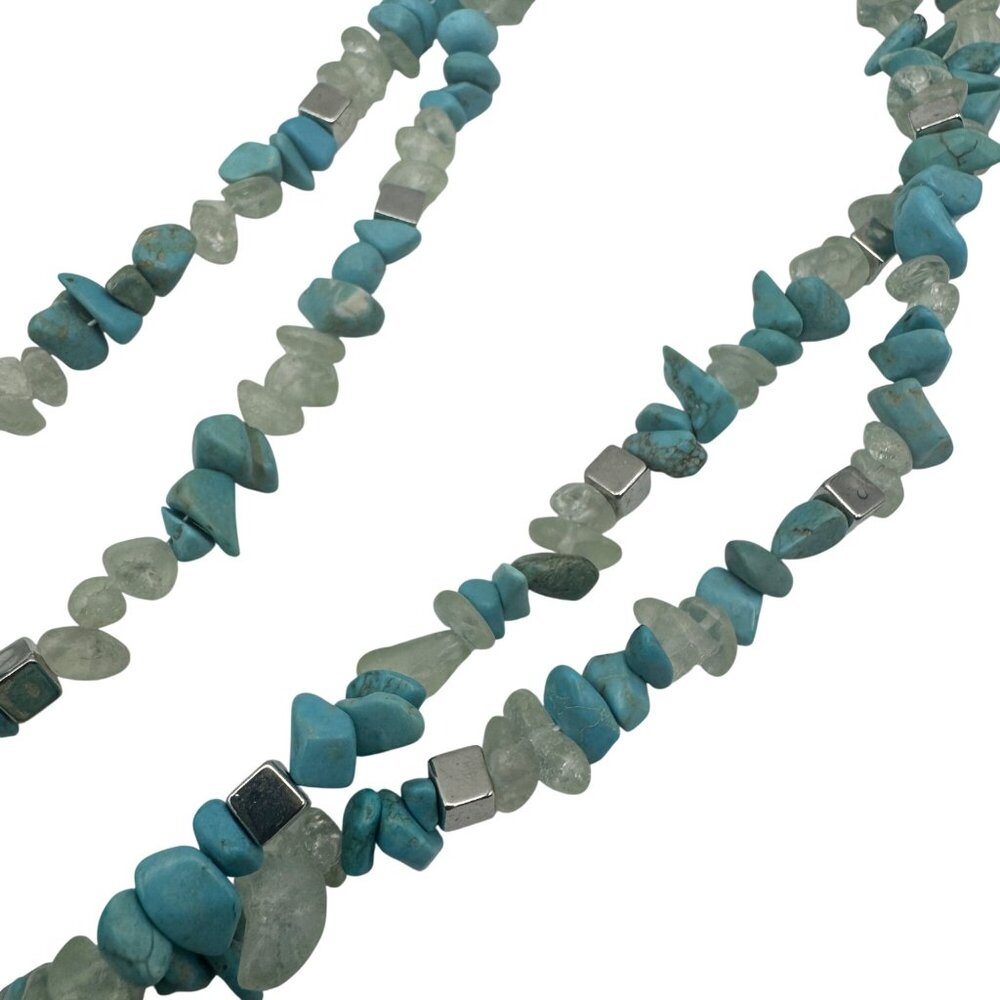 Kenneth Cole New York Gemstone Multi-Strand Necklace Turquoise & Quartz Pre-Owne - Picture 4 of 7